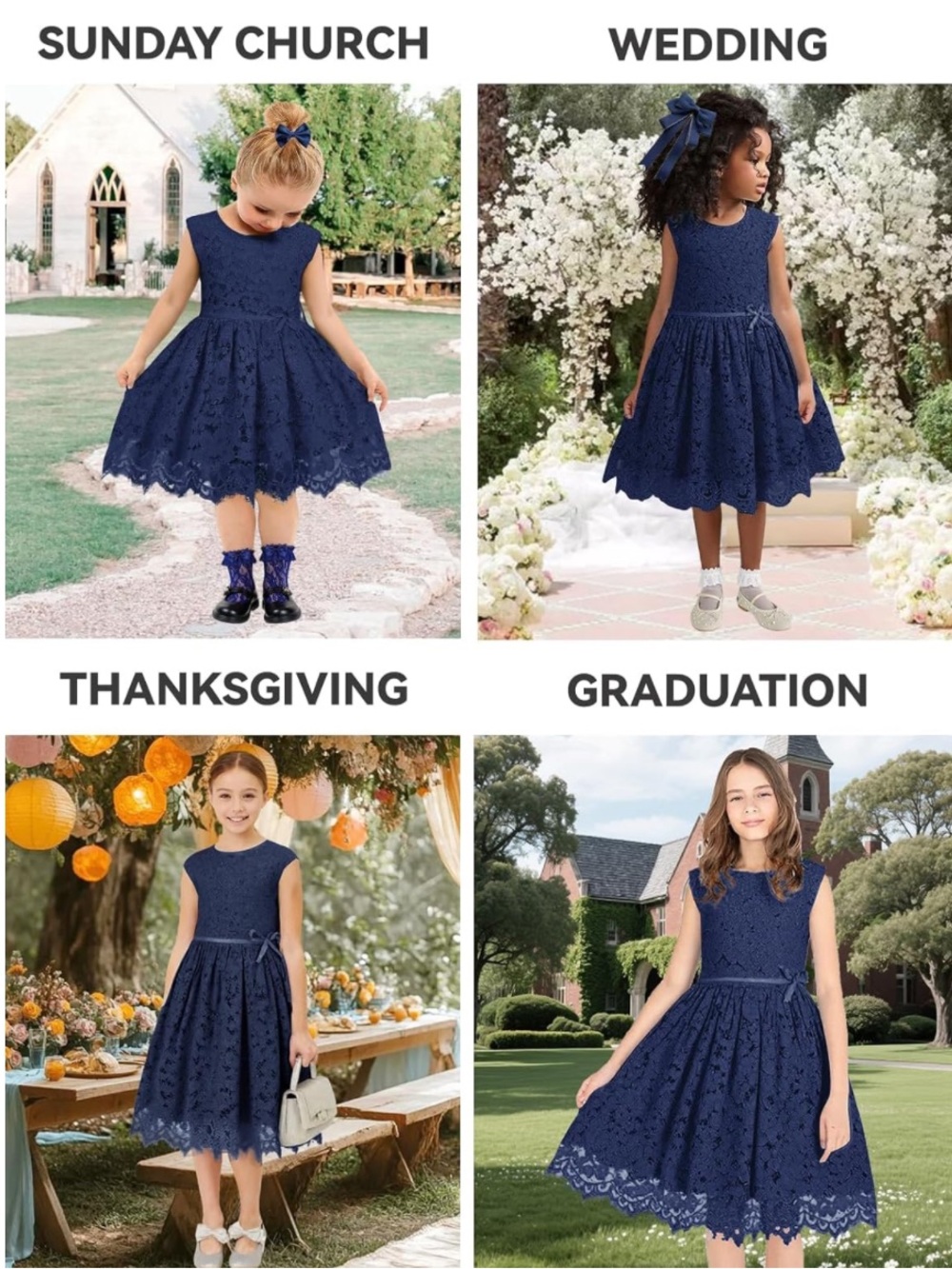 BLUE LACE GIRL DRESS - Picture 4 of 4